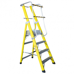 ESCALERA FIBRA DE VIDRIO TIJERA PLATAFORMA 4 PELDAOS