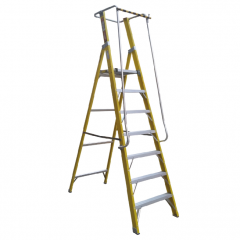 ESCALERA FIBRA DE VIDRIO TIJERA PLATAFORMA 7 PELDAOS