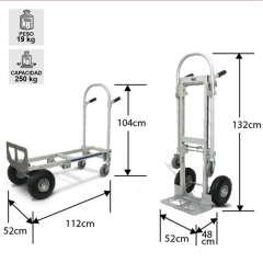 CARRO DE ALUMINIO YEGUA DUAL 1 MT 250 KG 