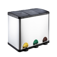 BASURERO DE ACERO INOX TRIPLE DE COLORES 20 LTS x3