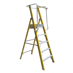 ESCALERA FIBRA DE VIDRIO TIJERA PLATAFORMA 5 PELDAÑOS