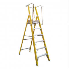 ESCALERA FIBRA DE VIDRIO TIJERA PLATAFORMA 6 PELDAÑOS